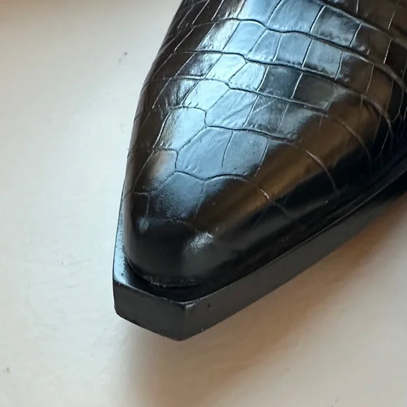 Rag & Bone Santiago Black Croc Embossed Wedge Mule Size 36.5 6.5 - Picture 2 of 8